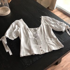 Socialite white button down crop